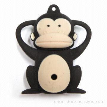 USB Flash Drive with Free Logos, Monkey Design and 1 to 16GB Memory Capacity, Available Free Sample